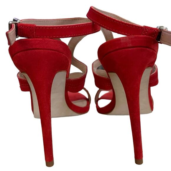 Steve Madden Sidney Red Suede Strappy Heels Size 8.5 Made in Brazil - Picture 3 of 9